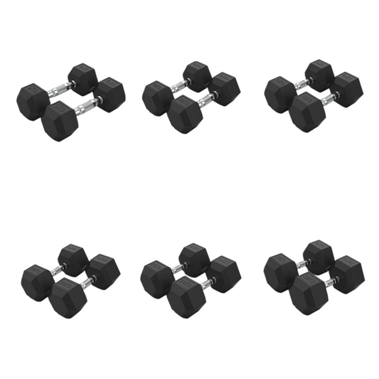 5-30 kg Hex Rubber Dumbells Pack - Gymless