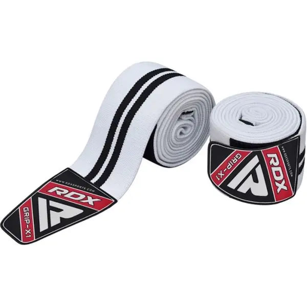 Rdx Gym Knee Wraps White/Black Plus - Gymless