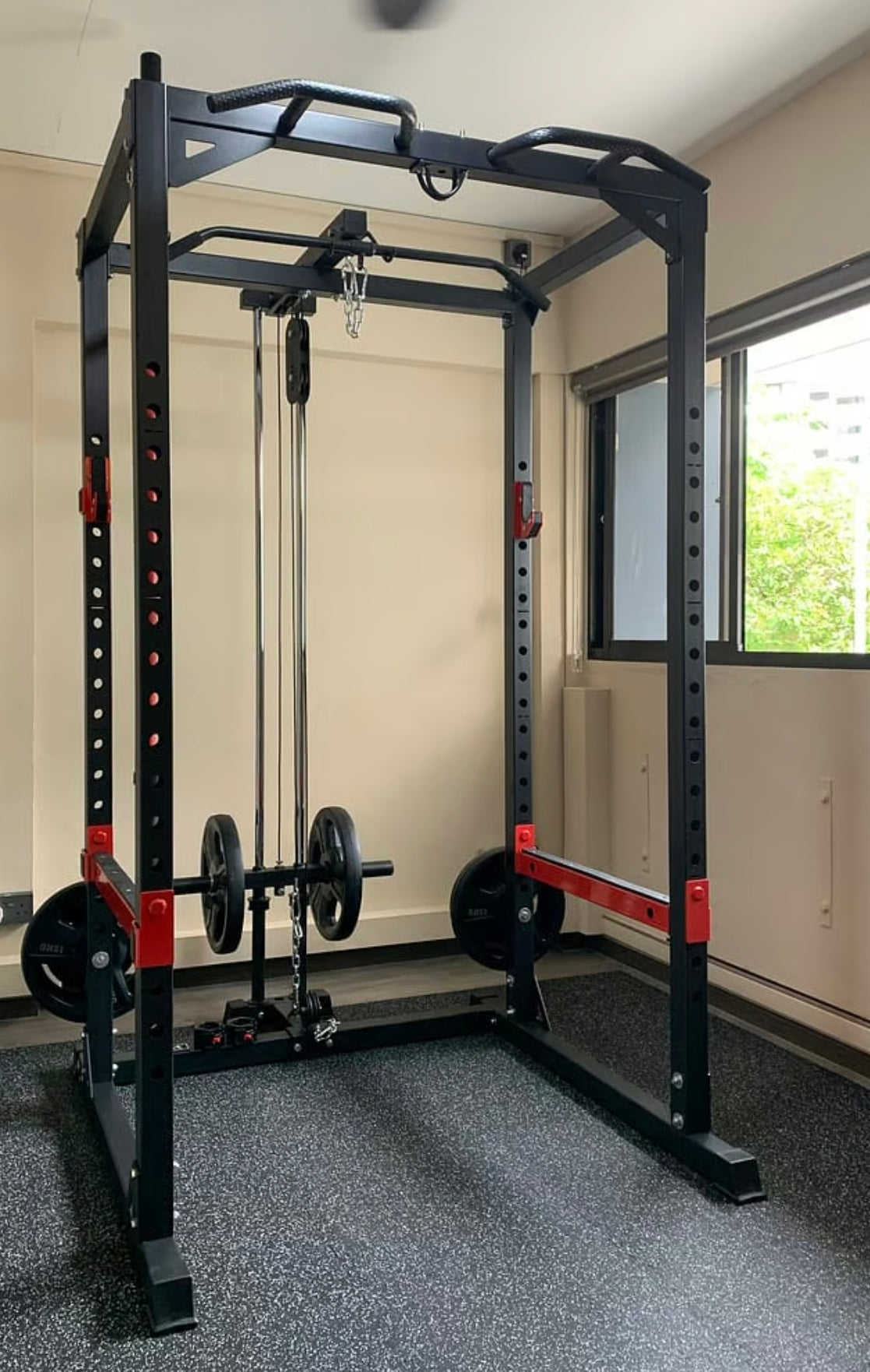 Heavy Duty Power Rack HR3260 +Lat Pulldown Attachment - Gymless
