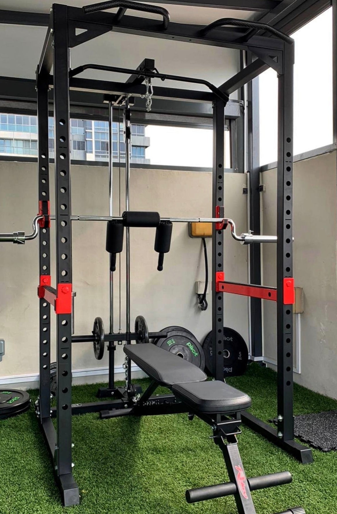 Heavy Duty Power Rack HR3260 +Lat Pulldown Attachment - Gymless