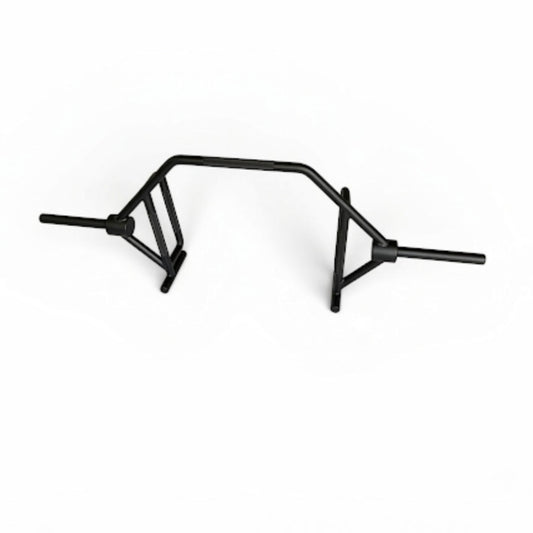 Gymless black powder-coated steel hex trap bar for deadlifts and strength training with neutral grip handles.