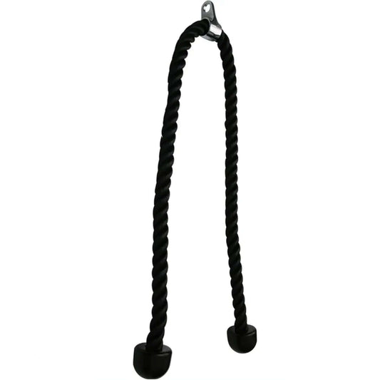 Gymless heavy-duty 140cm black tricep rope cable attachment with rubber end stoppers for gym pulley machines