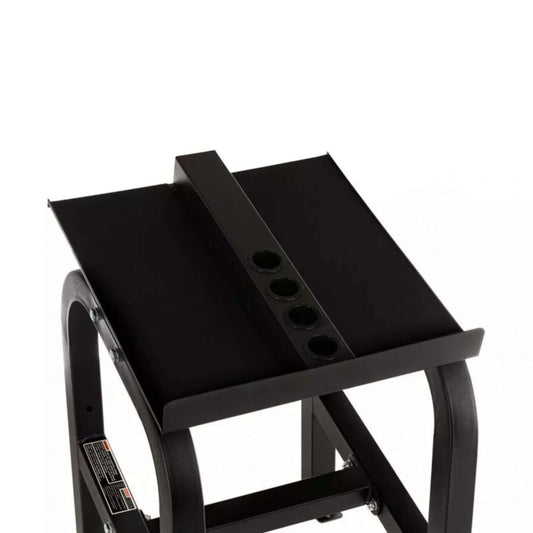Top view of the PowerBlock Home Rack Stand, a sturdy dumbbell storage rack designed for home gym use.