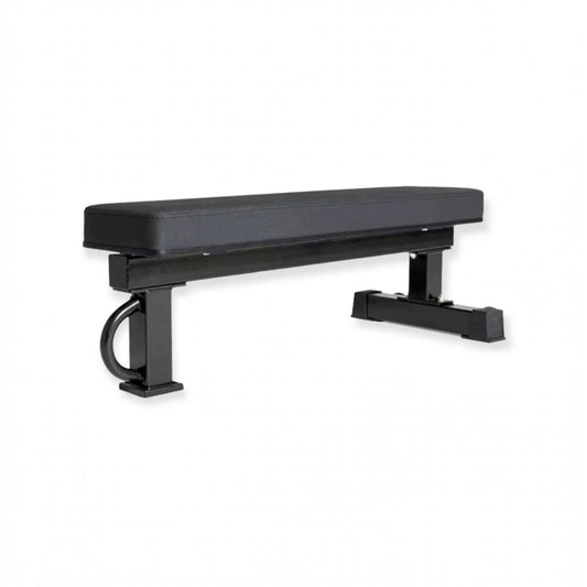 Gymless Powerlifting Bench with a matte black steel frame, anti-slip pad, and single front leg for stability.