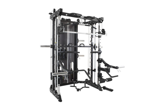 Pivot Fitness FSM-400 Black Full Options with jammer arms and leg press plate
