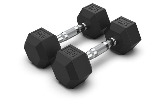 5 Kg Hex Rubber Dumbell Pair - Gymless