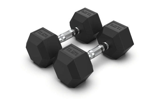 12.5 kg Hex Rubber Dumbell Pair - Gymless