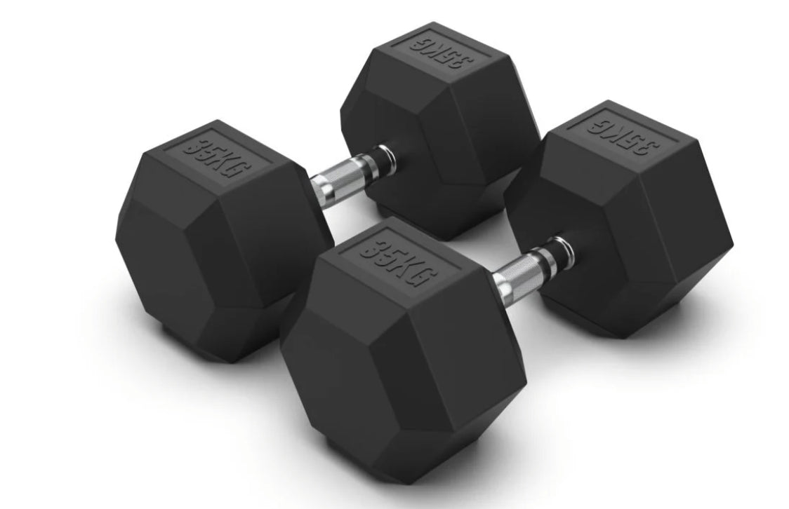 35kg Hex Rubber Dumbell Pair - Gymless