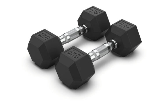 6 Kg Hex Rubber Dumbell Pair - Gymless