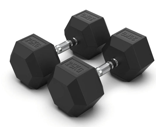 25 kg Hex Rubber Dumbell Pair - Gymless