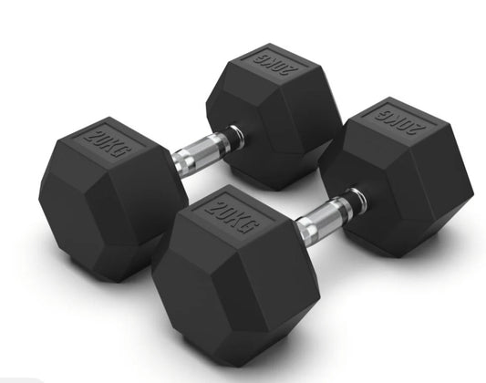 20 kg Hex Rubber Dumbell Pair - Gymless