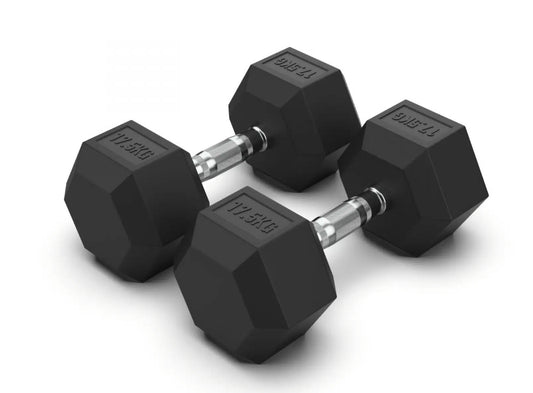 17.5 kg Hex Rubber Dumbell Pair - Gymless