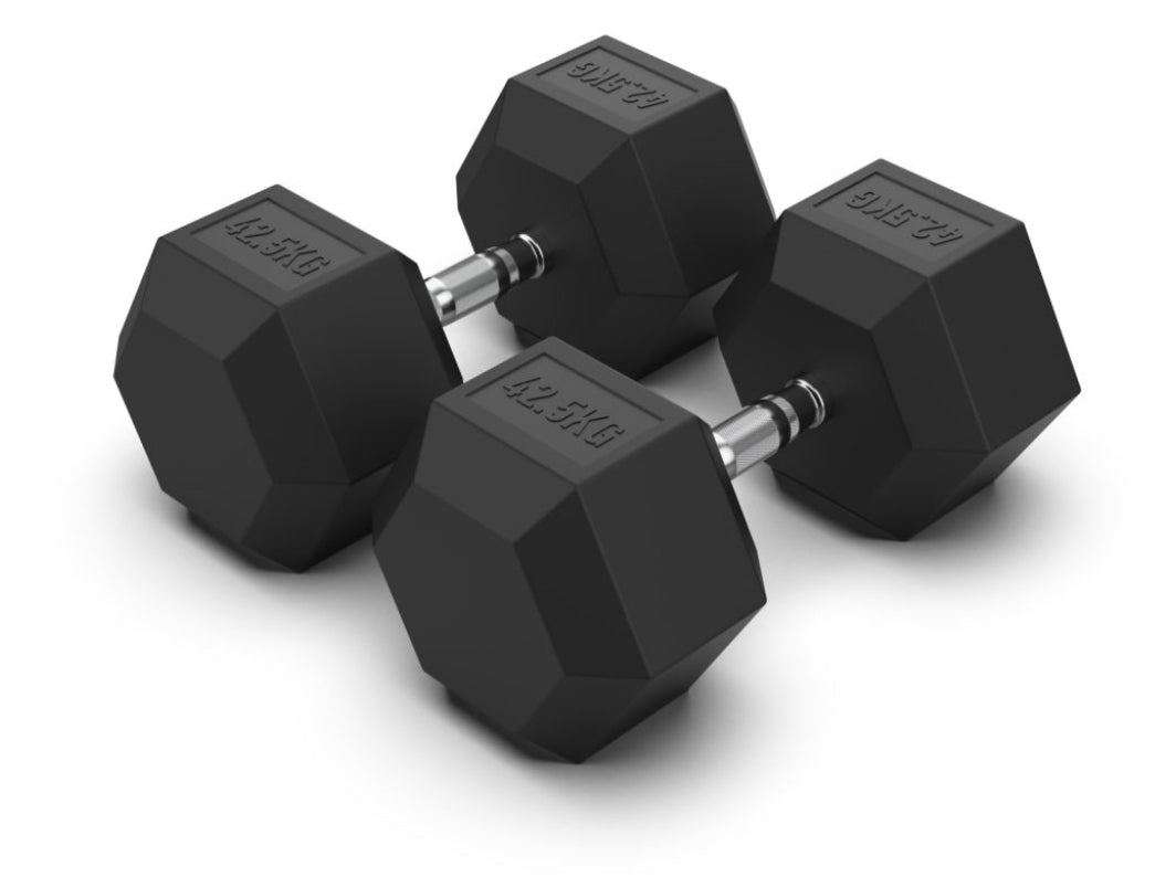 42.5 kg Hex Rubber Dumbell Pair - Gymless