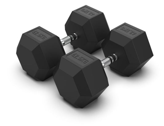 42.5 kg Hex Rubber Dumbell Pair - Gymless
