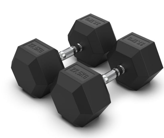 27.5 kg Hex Rubber Dumbell Pair - Gymless