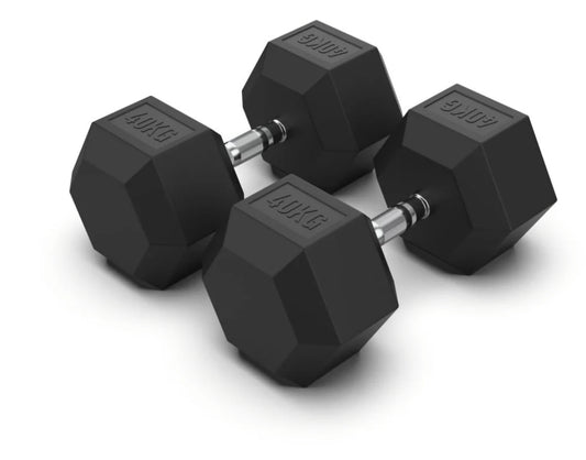 40 kg Hex Rubber Dumbell Pair - Gymless
