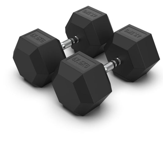 47.5 kg Hex Rubber Dumbell Pair - Gymless