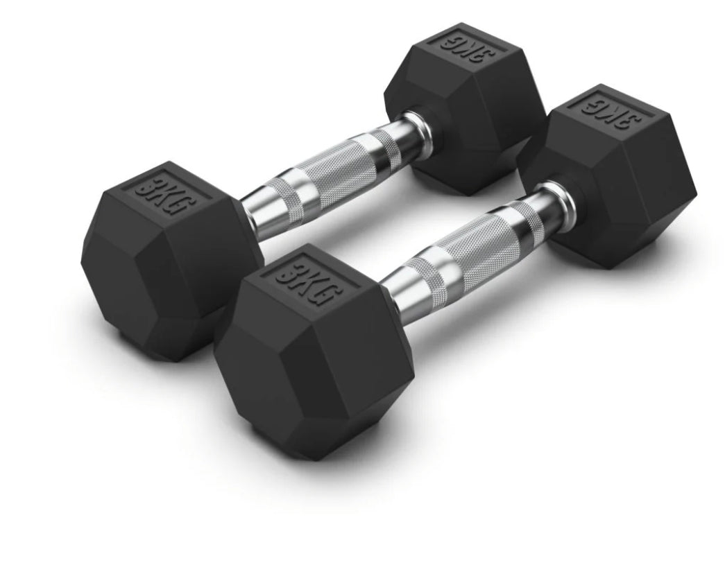 3 Kg Hex Rubber Dumbell Pair - Gymless