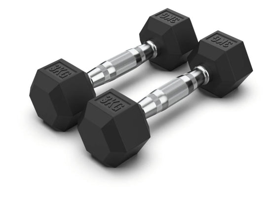 3 Kg Hex Rubber Dumbell Pair - Gymless