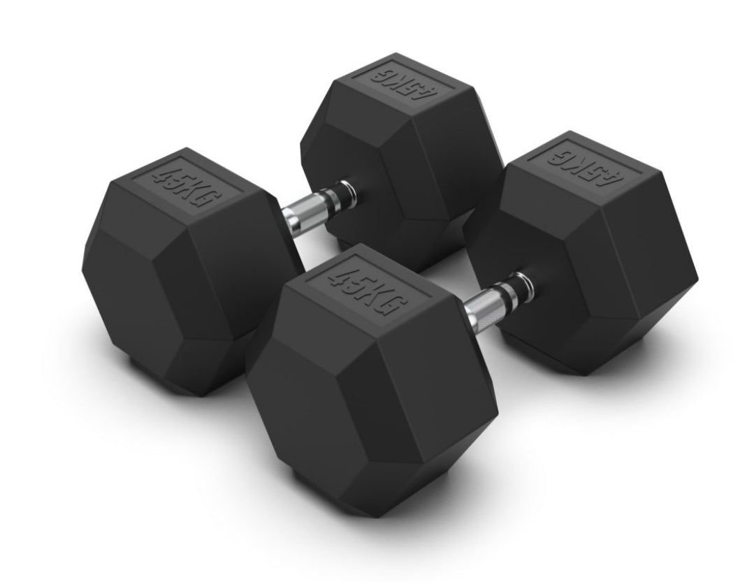 45 kg Hex Rubber Dumbell Pair - Gymless