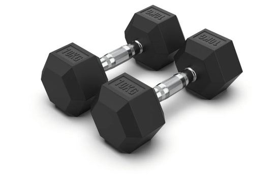 10 Kg Hex Rubber Dumbell Pair - Gymless