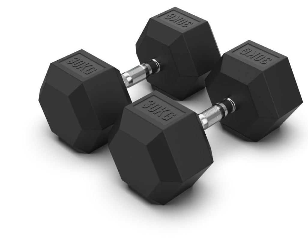 30 kg Hex Rubber Dumbell Pair - Gymless