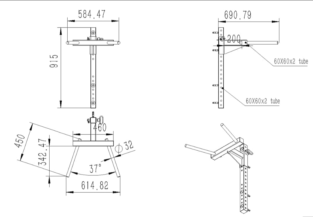 Wall Mounted Modular Training Strip with Pull-Up Bar & Dip Station