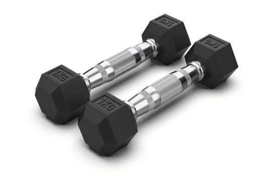 1 Kg Hex Rubber Dumbell Pair - Gymless