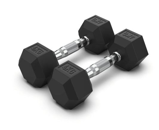 4 Kg Hex Rubber Dumbell Pair - Gymless