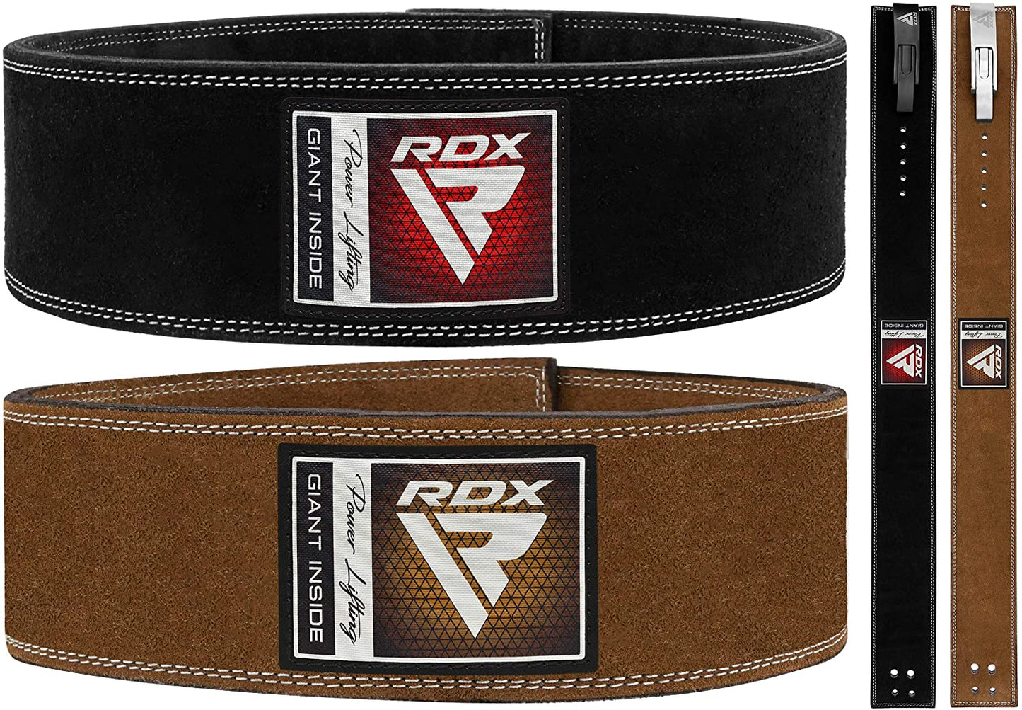 RDX Weight Lifting Belt for Powerlifting - Approved by IPL and USPA - Lever Buckle Gym Training Leather Belt 10mm Thick 4 inch Lumbar Back Support-Great for Strongman, Bodybuilding, Deadlifts & Squat