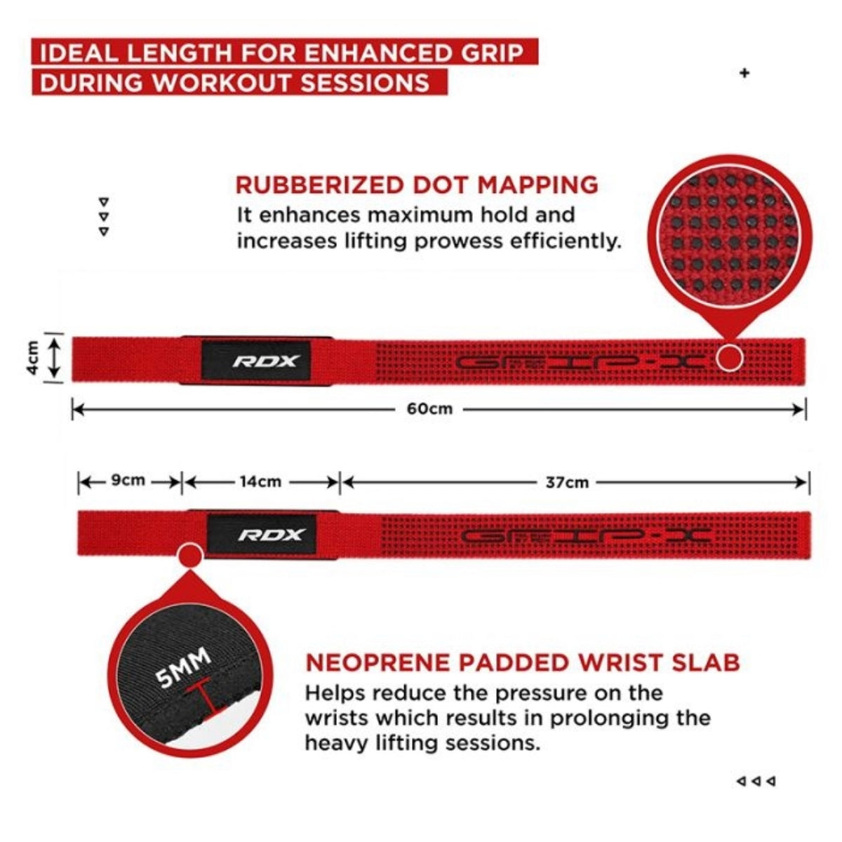 Gym Cotton Gel Strap Red Plus - Gymless