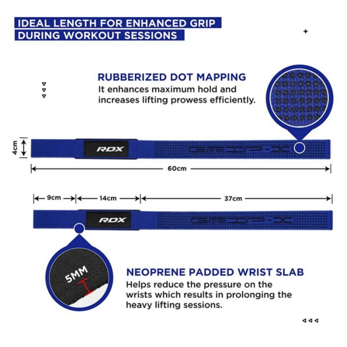 Gym Cotton Gel Strap Blue Plus - Gymless