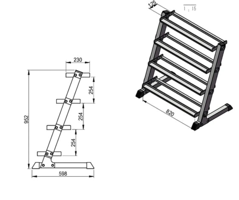 5-25 kg Hex Rubber Dumbells Pack + Dumbell Rack - Gymless