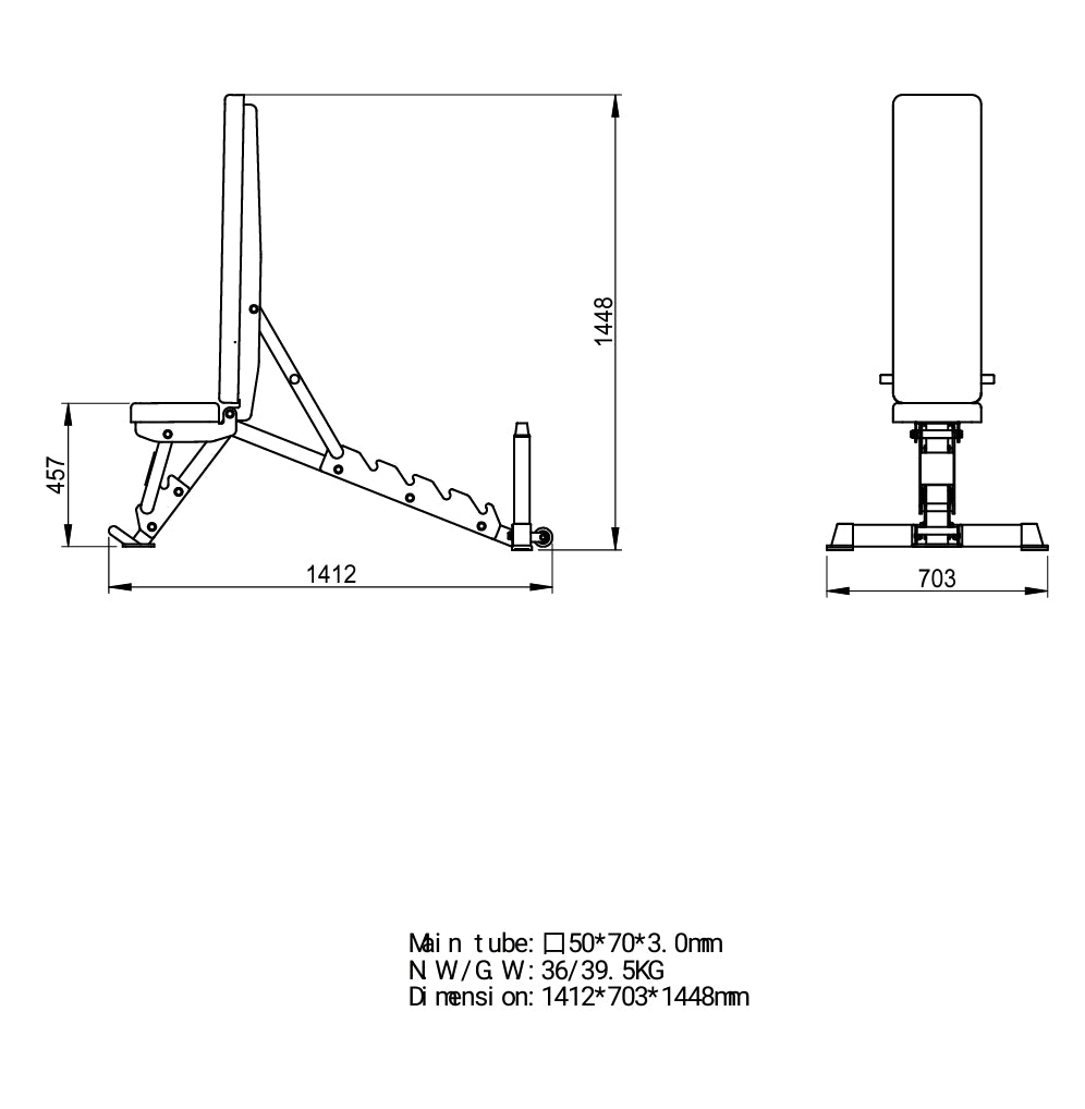 Full Commercial Weight Bench - Gymless