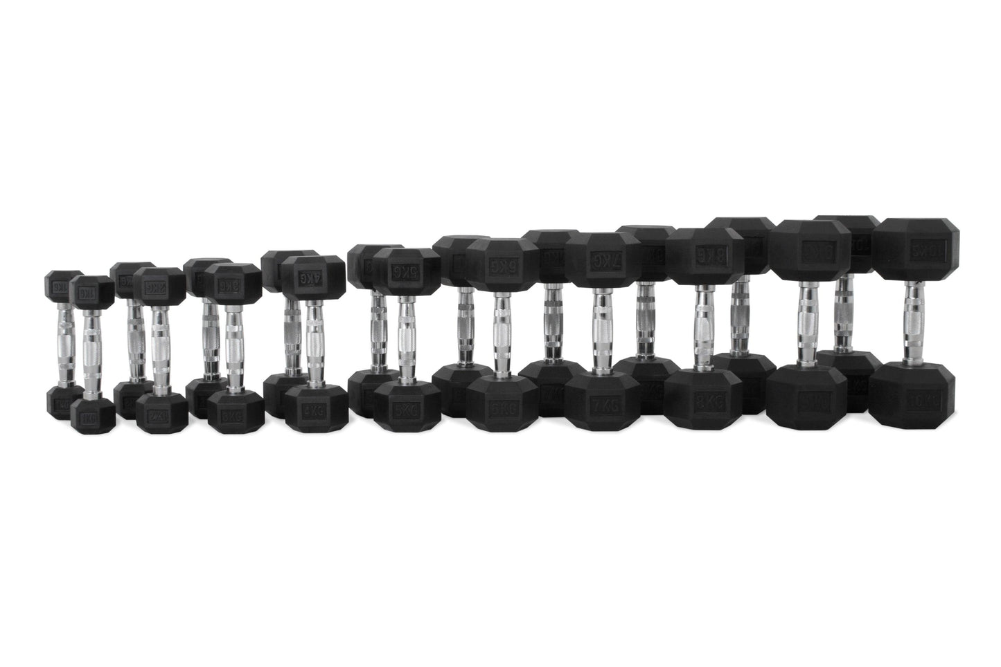 1 Kg Hex Rubber Dumbell Pair - Gymless