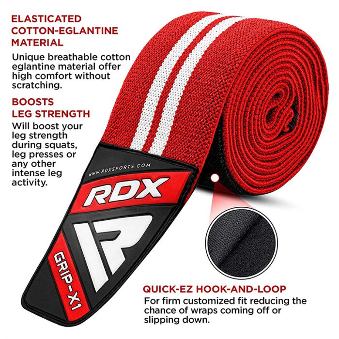 RDX K4 WEIGHTLIFTING KNEE WRAPS RED - Gymless