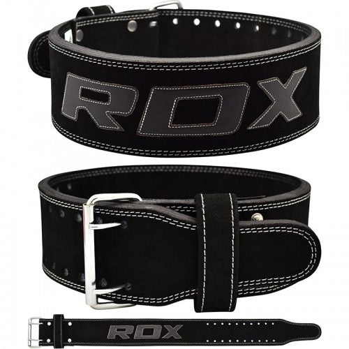RDX Black Leather Powerlifting Belt Small - Gymless