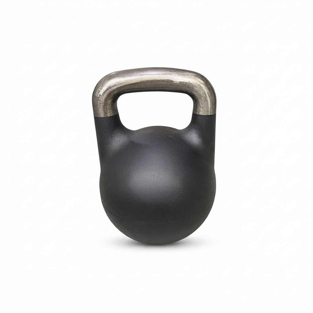 Gymless 12–32 kg adjustable competition kettlebell with 35 mm steel handle on a white background.

