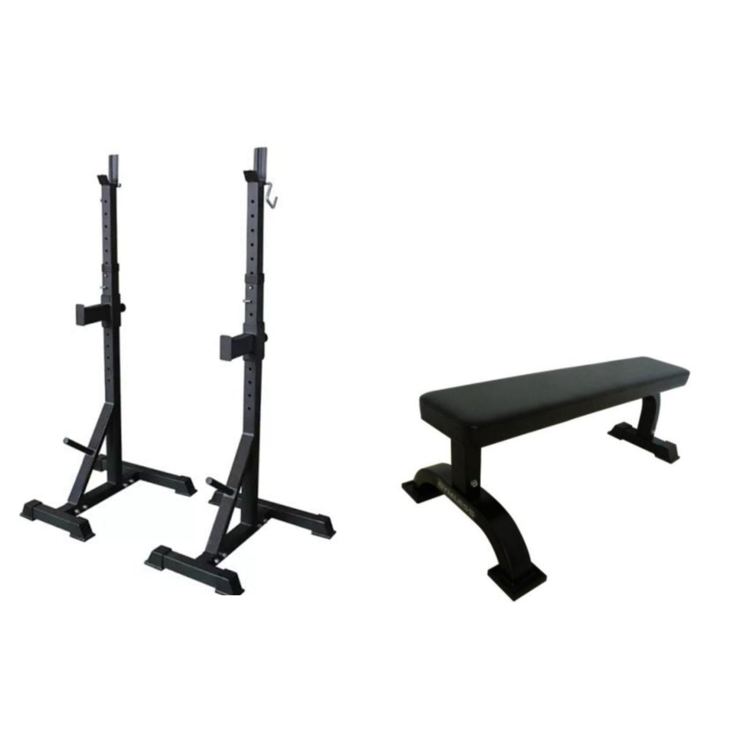 Squat Stands +Heavy Duty Flat Bench Combo