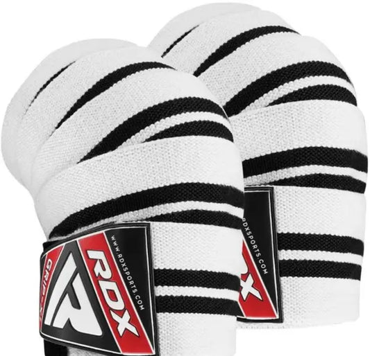 Rdx  Gym Knee Wraps White/Black Plus - Gymless