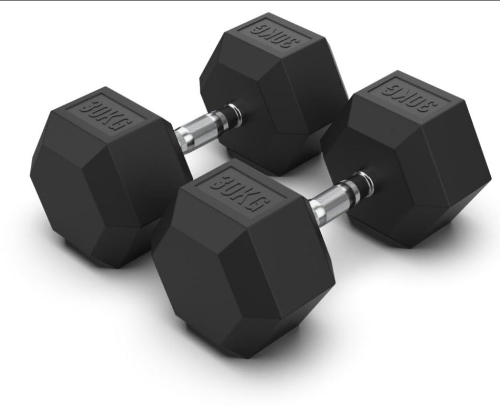 5-30 kg Hex Rubber Dumbells Pack - Gymless