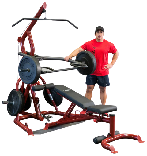 Body-Solid GLGS100P4 Corner Leverage Gym Package with GFID100 Bench