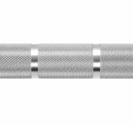 Dual knurl marks and centre knurl on the Gymless 7ft Olympic training bar
