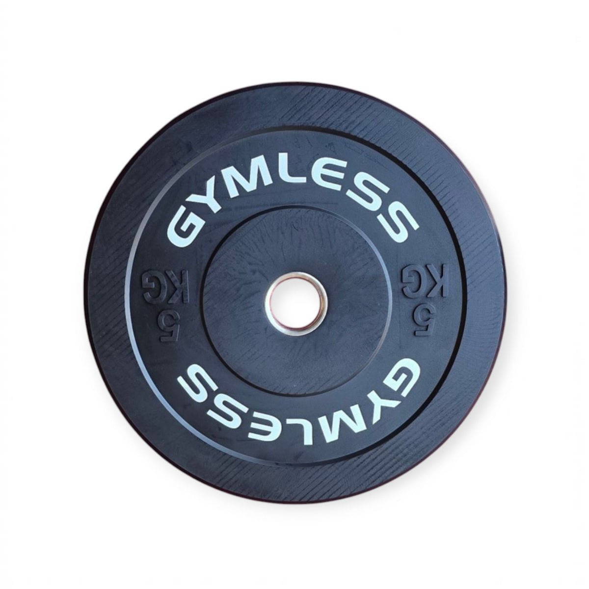Gymless 5kg black rubber Olympic bumper plate with reinforced centre sleeve for weightlifting