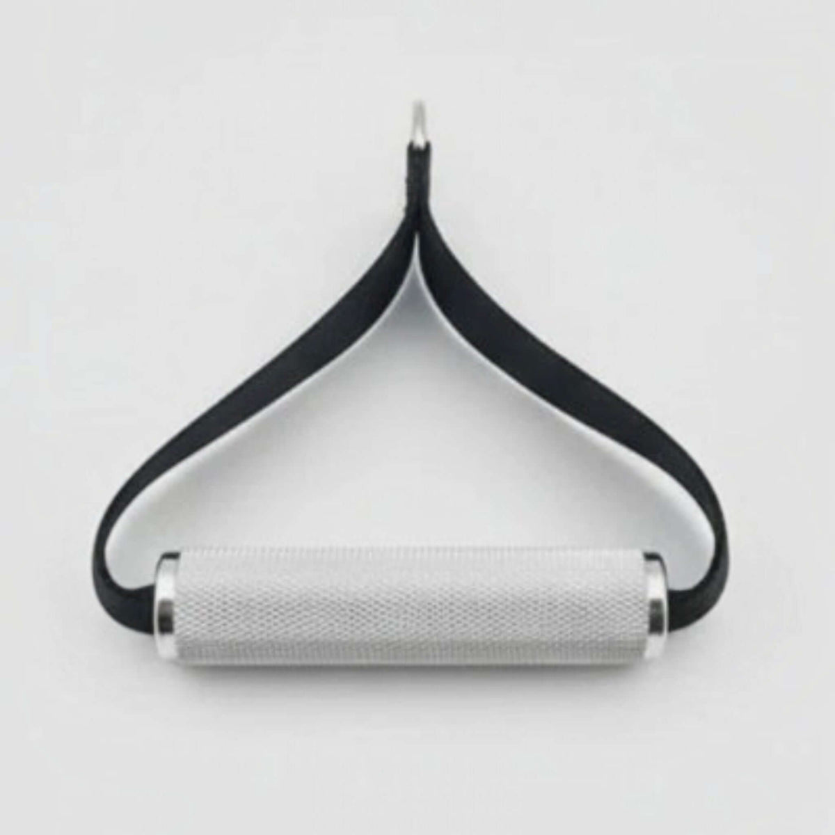 Gymless premium single cable handle with a textured aluminium grip and durable black nylon strap for gym machines.