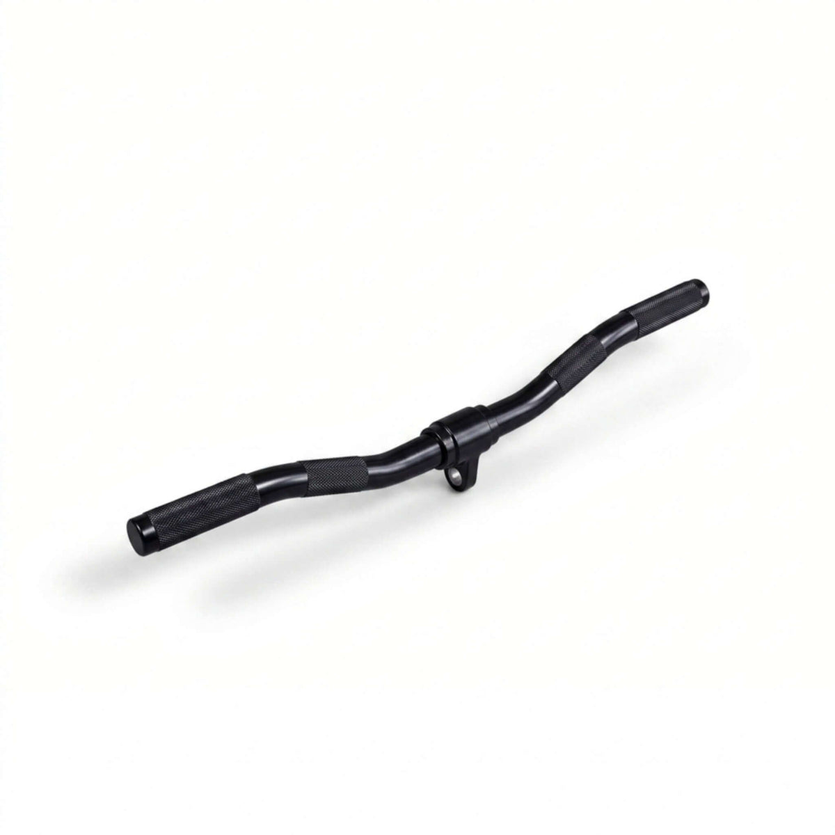 Black aluminium ez curl bar designed for effective curls and triceps work with comfortable hand positions.