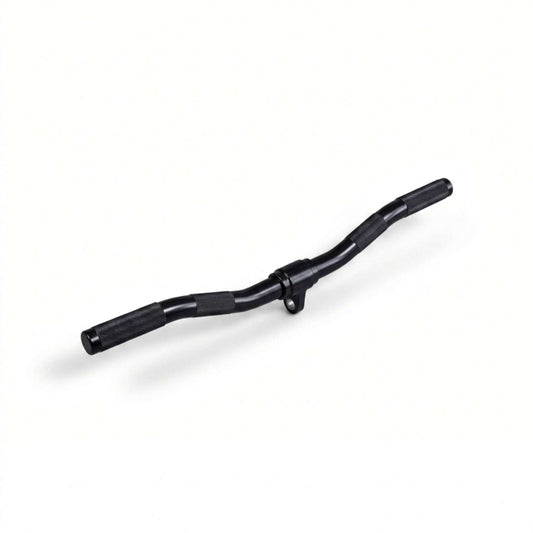 Black aluminium ez curl bar designed for effective curls and triceps work with comfortable hand positions.