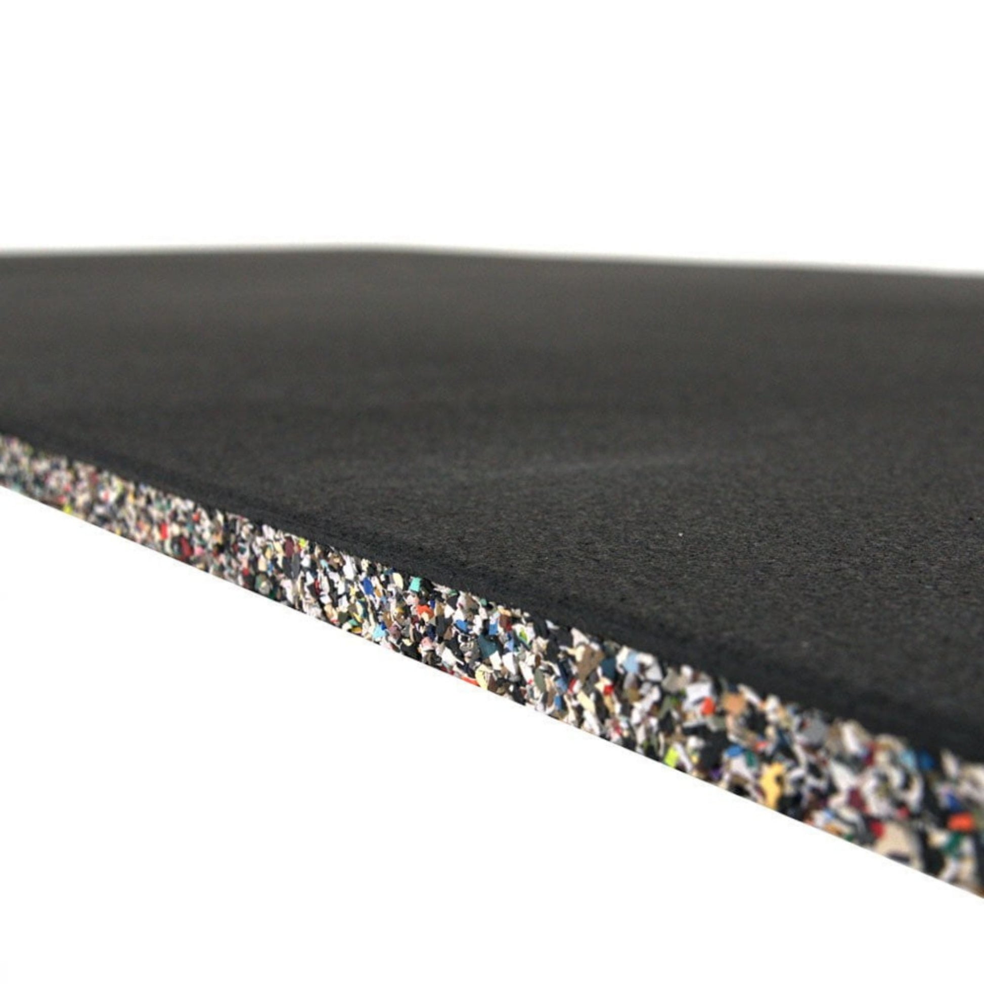 Gymless premium composite gym flooring tile with a smooth black SBR and EPDM laminated surface and recycled rubber core