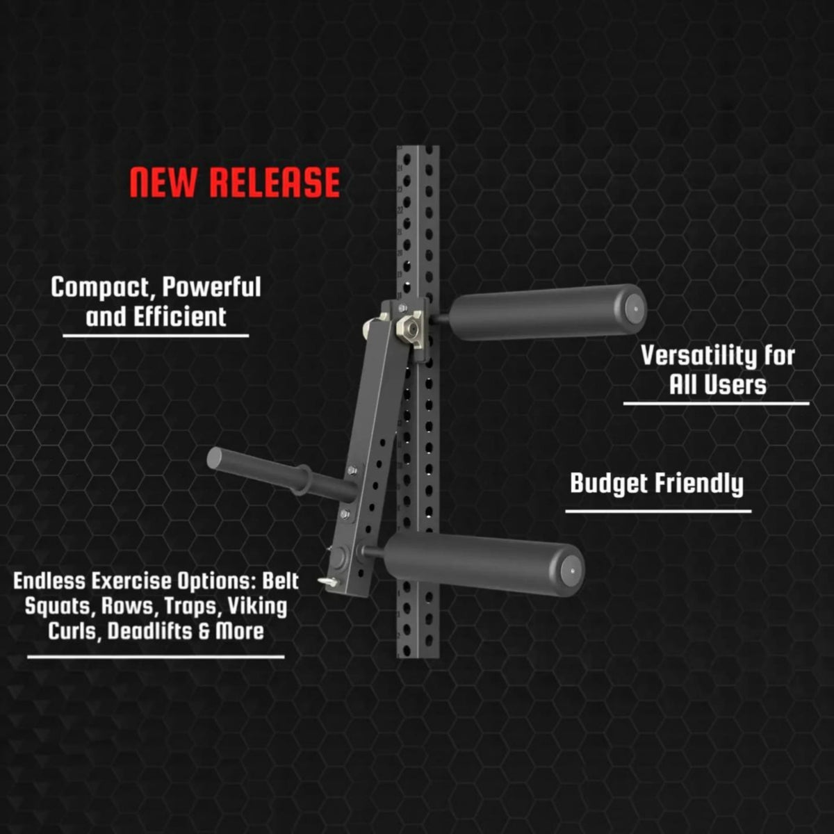 Gymless leg curl and extension attachment mounted on a rack with black heavy-duty rollers for home gym workouts.