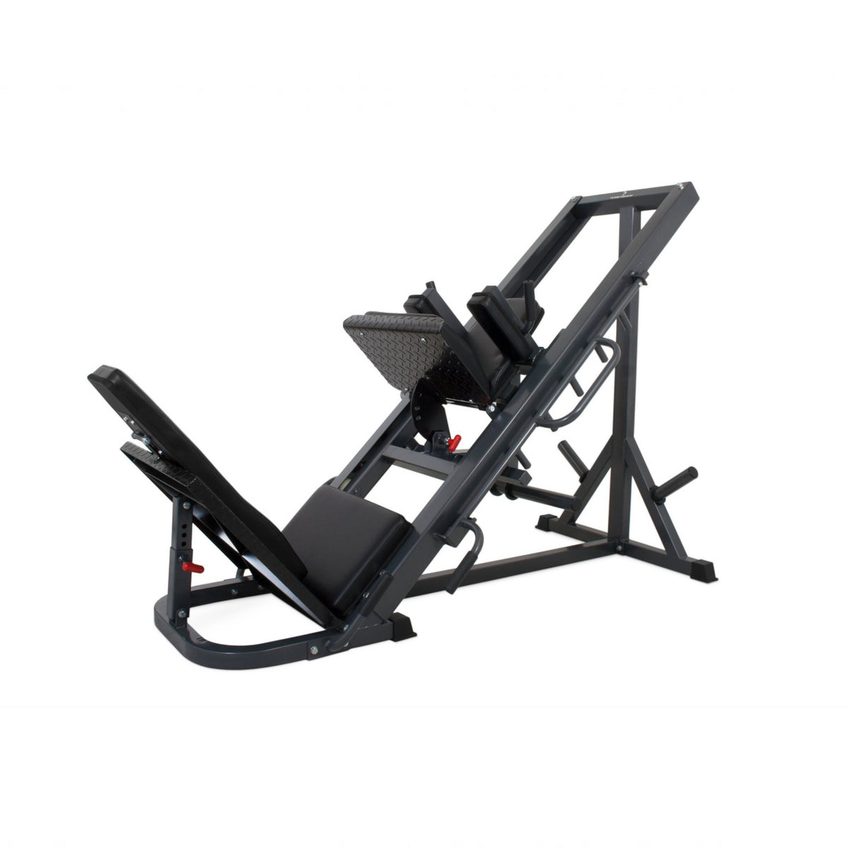 Gymless 800 LPHS multifunctional leg press and hack squat machine with adjustable foot plates and black powder coating.